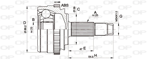 CVJ5214.10 OPEN PARTS Шарнирный комплект, приводной вал (фото 3)