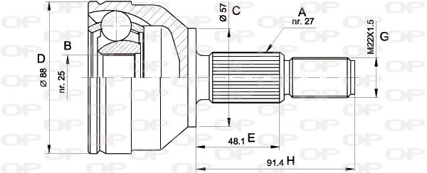 CVJ5202.10 OPEN PARTS Шарнирный комплект, приводной вал (фото 3)