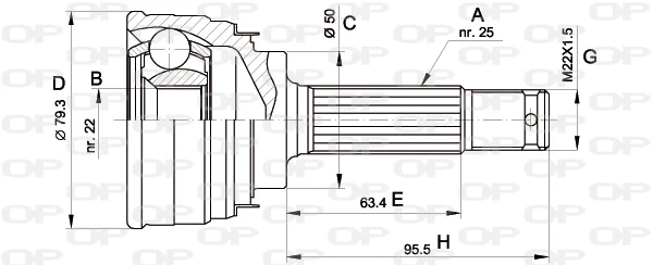 CVJ5043.10 OPEN PARTS Шарнирный комплект, приводной вал (фото 3)