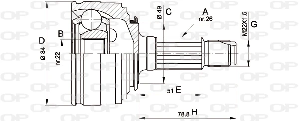 CVJ5219.10 OPEN PARTS Шарнирный комплект, приводной вал (фото 3)
