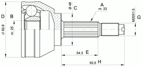 CVJ5003.10 OPEN PARTS Шарнирный комплект, приводной вал (фото 2)