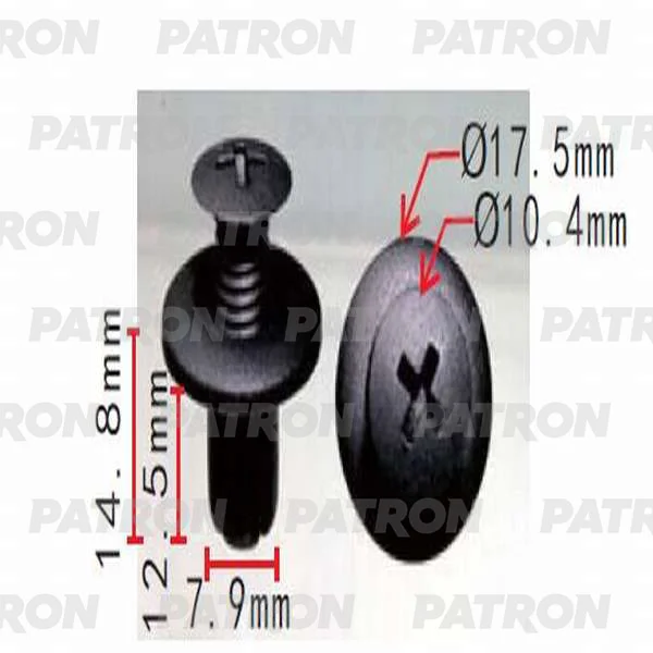 P37-0160 PATRON Клипса пластмассовая ввинчивающаяся (черная) Mazda (фото 1)