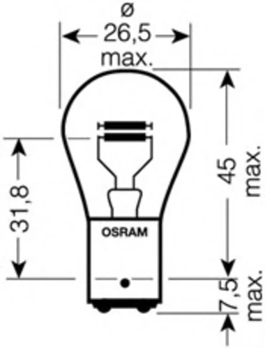 7225 OSRAM Лампа накаливания, фонарь сигнала тормоза/задний габаритный (фото 4)