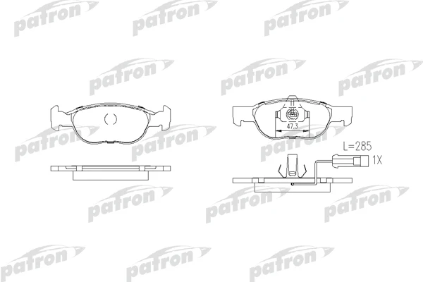 PBP1160 PATRON Комплект тормозных колодок, дисковый тормоз (фото 3)