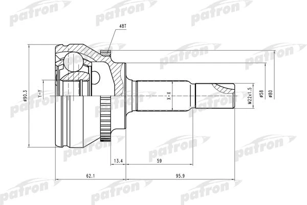 PCV1544 PATRON Шарнирный комплект, приводной вал (фото 2)