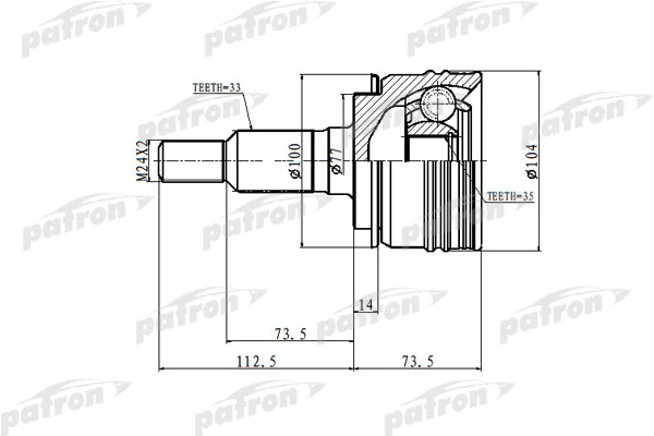 PCV6872 PATRON Шарнирный комплект, приводной вал (фото 2)