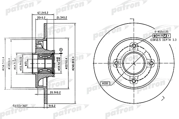 PBD7011 PATRON Тормозной диск (фото 3)