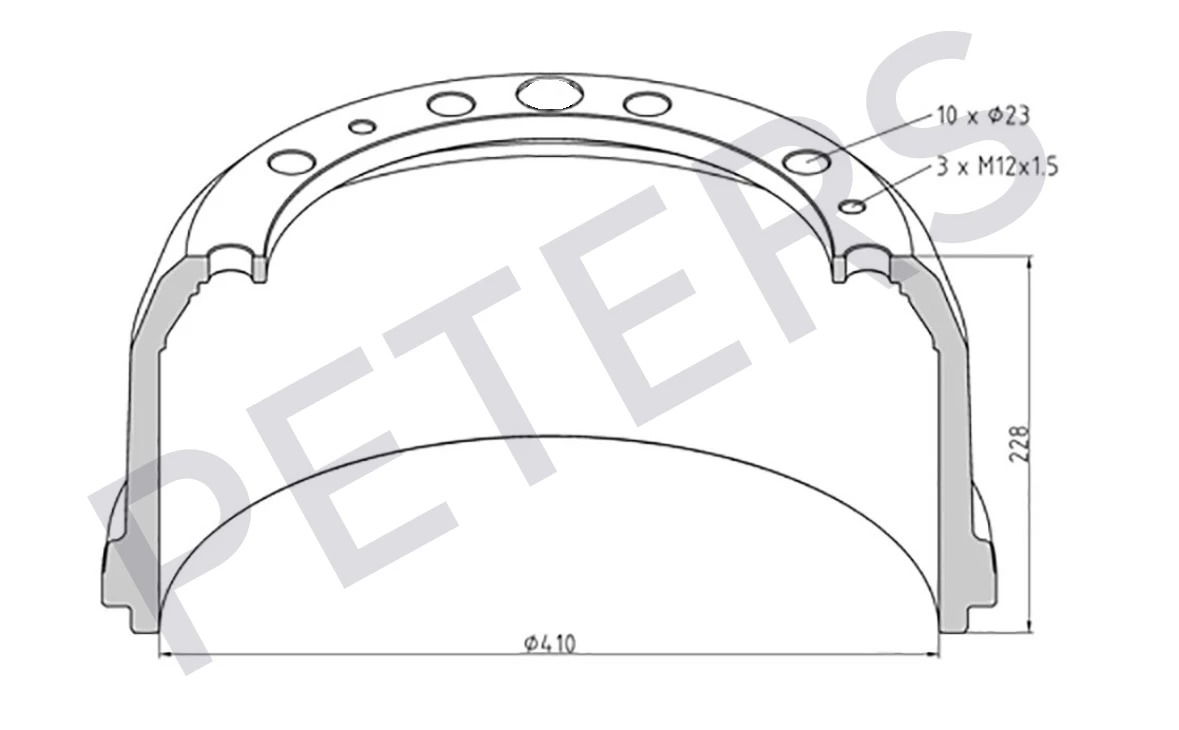 016.412-00A PETERS Тормозной барабан 410 x 160 / 305 421 00 01 (фото 1)