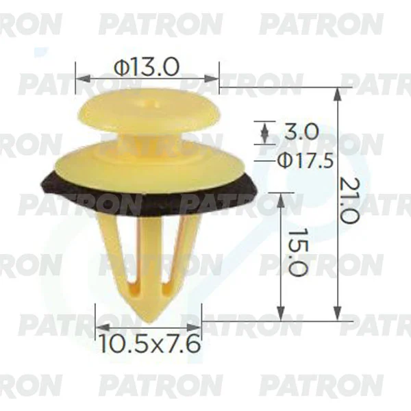 P37-0248A PATRON Клипса пластмассовая (упаковка 100шт) (желтая) AUDI , SEAT , SKODA , VW , FORD применяемость: обшивка двери (фото 1)