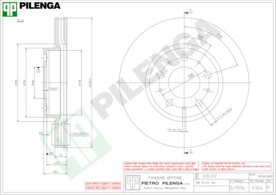 V164 PILENGA Тормозной диск (фото 2)