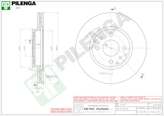 V042 PILENGA Тормозной диск (фото 2)