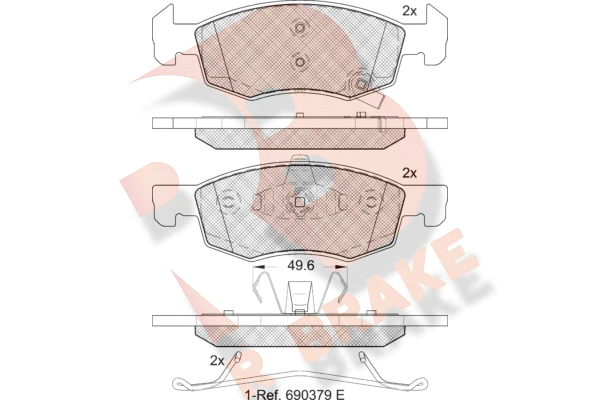 RB2223 R BRAKE Комплект тормозных колодок, дисковый тормоз (фото 2)