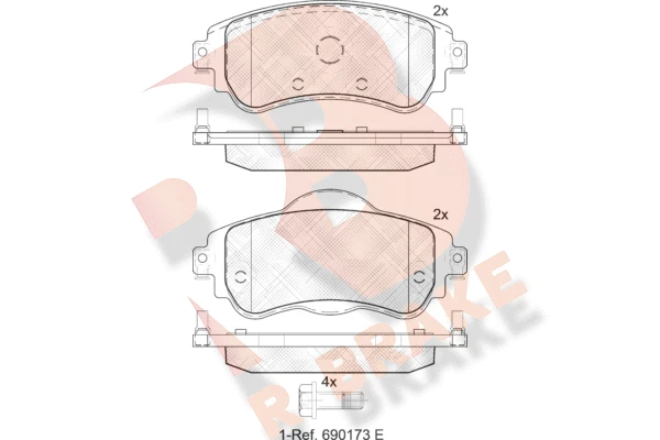 RB2027 R BRAKE Комплект тормозных колодок, дисковый тормоз (фото 2)