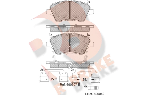 RB2108-203 R BRAKE Комплект тормозных колодок, дисковый тормоз (фото 1)