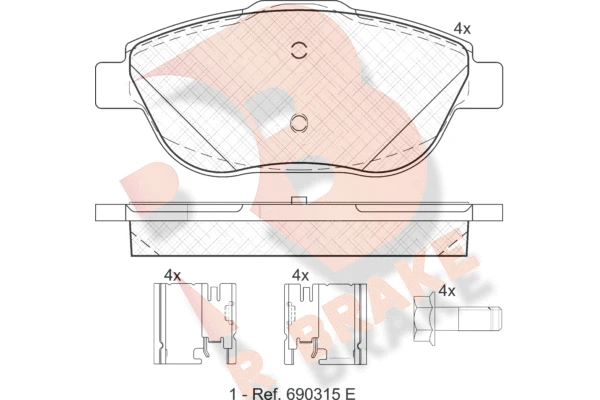 RB1925-201 R BRAKE Комплект тормозных колодок, дисковый тормоз (фото 1)