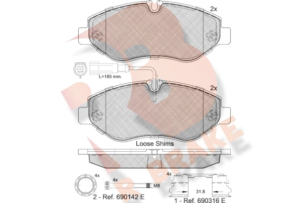 RB1846-066 R BRAKE Комплект тормозных колодок, дисковый тормоз (фото 2)