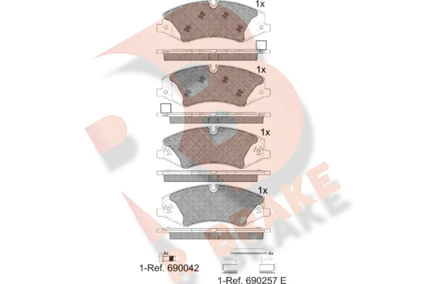 RB1957-203 R BRAKE Комплект тормозных колодок, дисковый тормоз (фото 2)