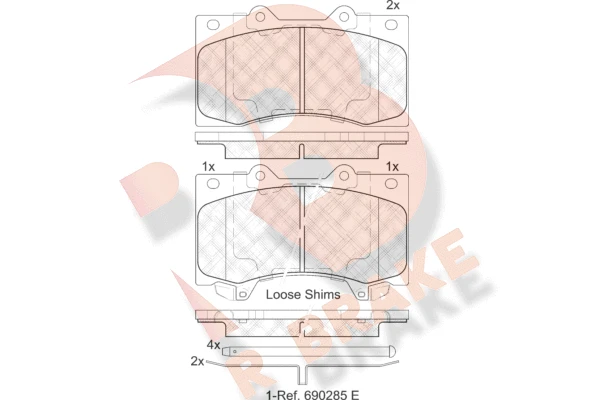 RB2051 R BRAKE Комплект тормозных колодок, дисковый тормоз (фото 2)