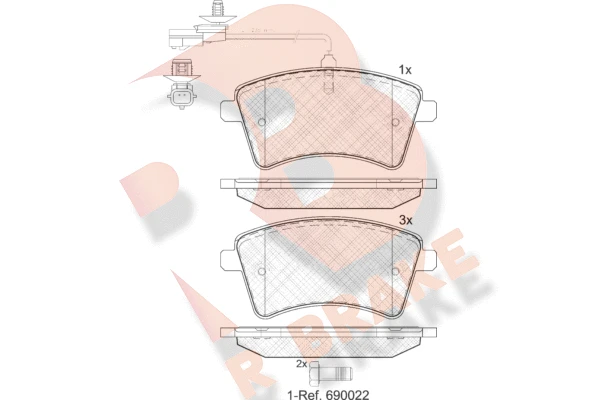 RB1854-203 R BRAKE Комплект тормозных колодок, дисковый тормоз (фото 2)