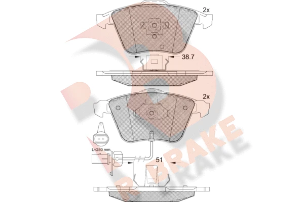 RB1654 R BRAKE Комплект тормозных колодок, дисковый тормоз (фото 1)