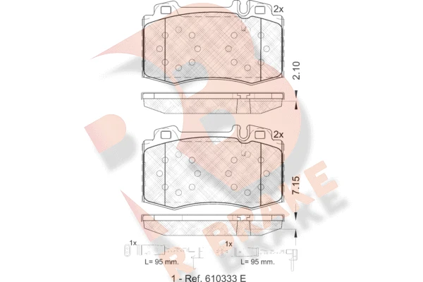 RB1389-203 R BRAKE Комплект тормозных колодок, дисковый тормоз (фото 2)