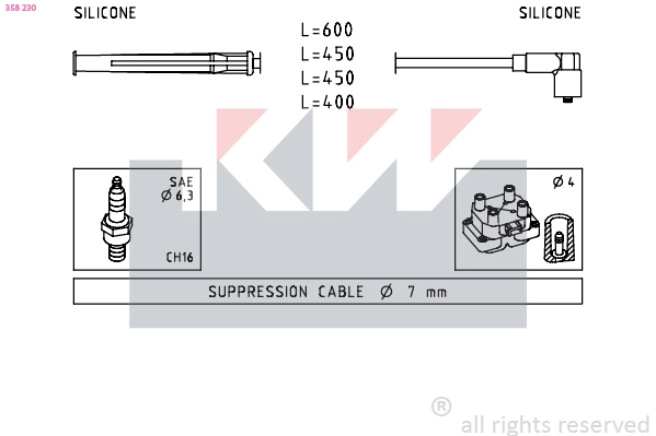 358 230 KW Комплект проводов зажигания (фото 2)