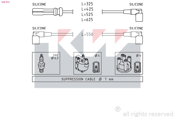 359 372 KW Комплект проводов зажигания (фото 2)