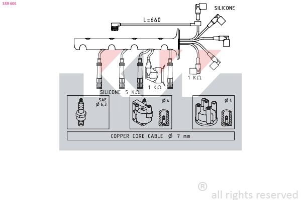 359 605 KW Комплект проводов зажигания (фото 2)