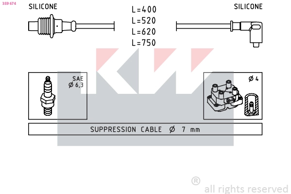 359 674 KW Комплект проводов зажигания (фото 2)