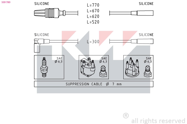 359 780 KW Комплект проводов зажигания (фото 2)