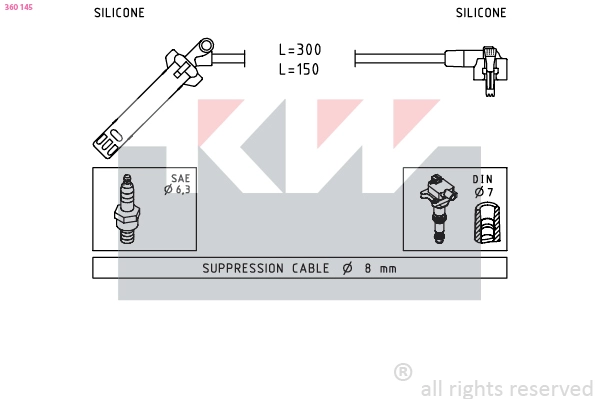 360 145 KW Комплект проводов зажигания (фото 2)