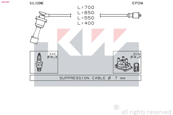 360 401 KW Комплект проводов зажигания (фото 2)