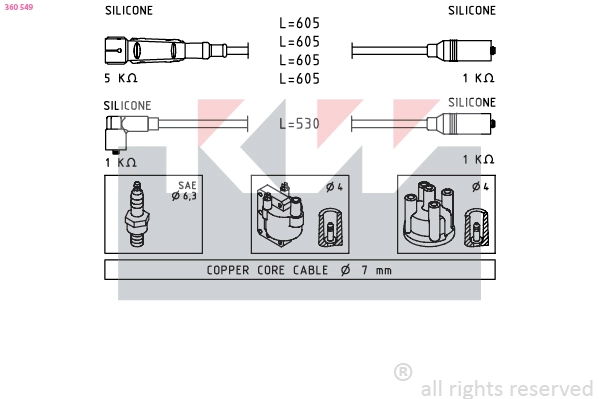 360 549 KW Комплект проводов зажигания (фото 2)