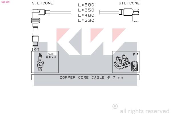 360 559 KW Комплект проводов зажигания (фото 2)