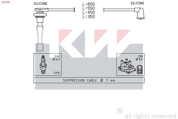 360 709 KW Комплект проводов зажигания (фото 2)
