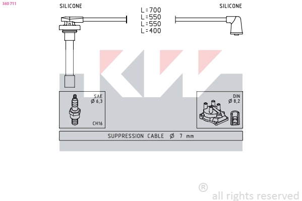 360 711 KW Комплект проводов зажигания (фото 2)