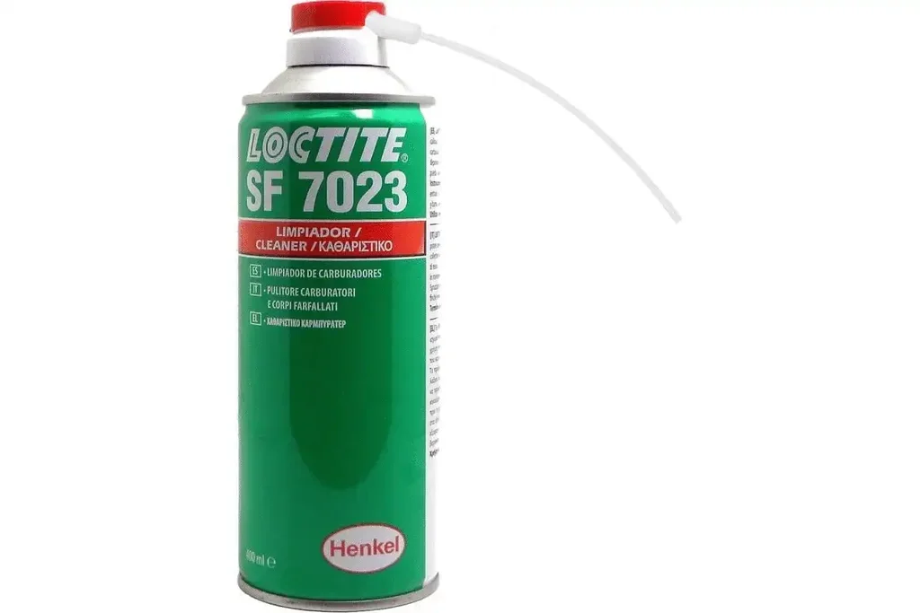 1005879 LOCTITE Очиститель карбюратора LOCTITE SF 7023: применяется на воздухозаборниках, деталях карбюратора, клапанах, приводах, дроссельных заслонках, аэрозоль 400 мл (фото 1)