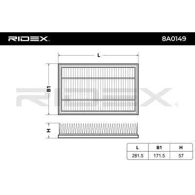 8A0149 RIDEX Воздушный фильтр (фото 4)