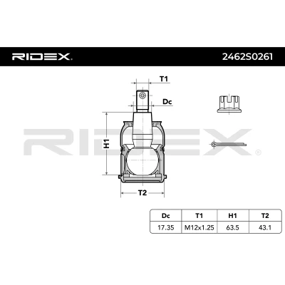 2462S0261 RIDEX Шарнир независимой подвески / поворотного рычага (фото 6)