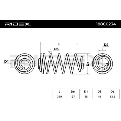 188C0234 RIDEX Пружина ходовой части (фото 5)
