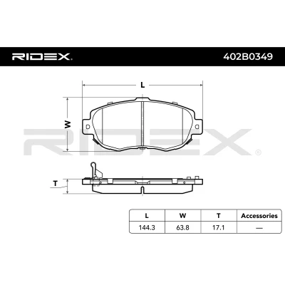 402B0349 RIDEX Комплект тормозных колодок, дисковый тормоз (фото 7)