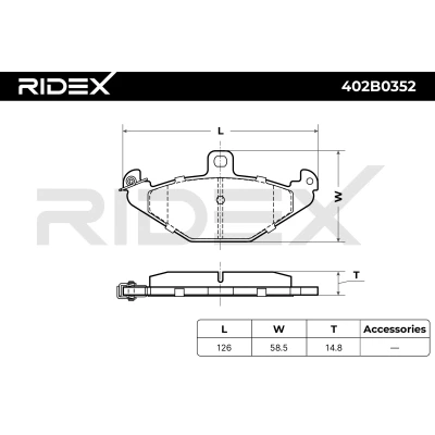 402B0352 RIDEX Комплект тормозных колодок, дисковый тормоз (фото 4)