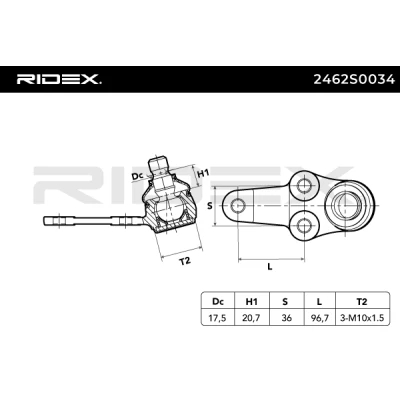 2462S0034 RIDEX Шарнир независимой подвески / поворотного рычага (фото 6)