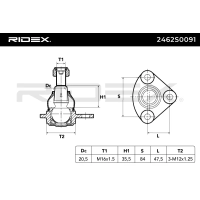 2462S0091 RIDEX Шарнир независимой подвески / поворотного рычага (фото 11)