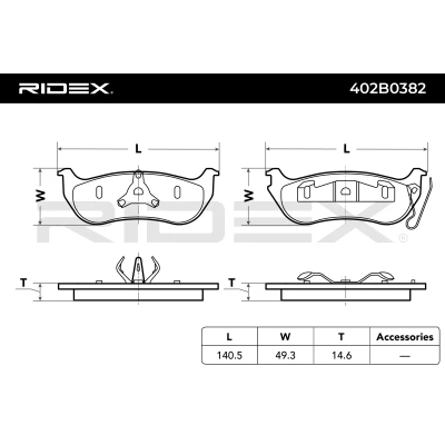 402B0382 RIDEX Комплект тормозных колодок, дисковый тормоз (фото 5)