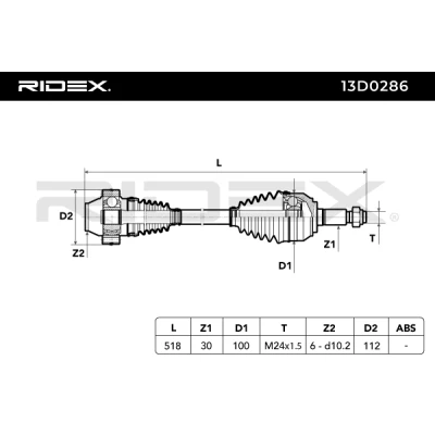 13D0286 RIDEX Приводной вал (фото 5)