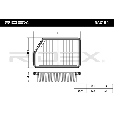 8A0184 RIDEX Воздушный фильтр (фото 5)
