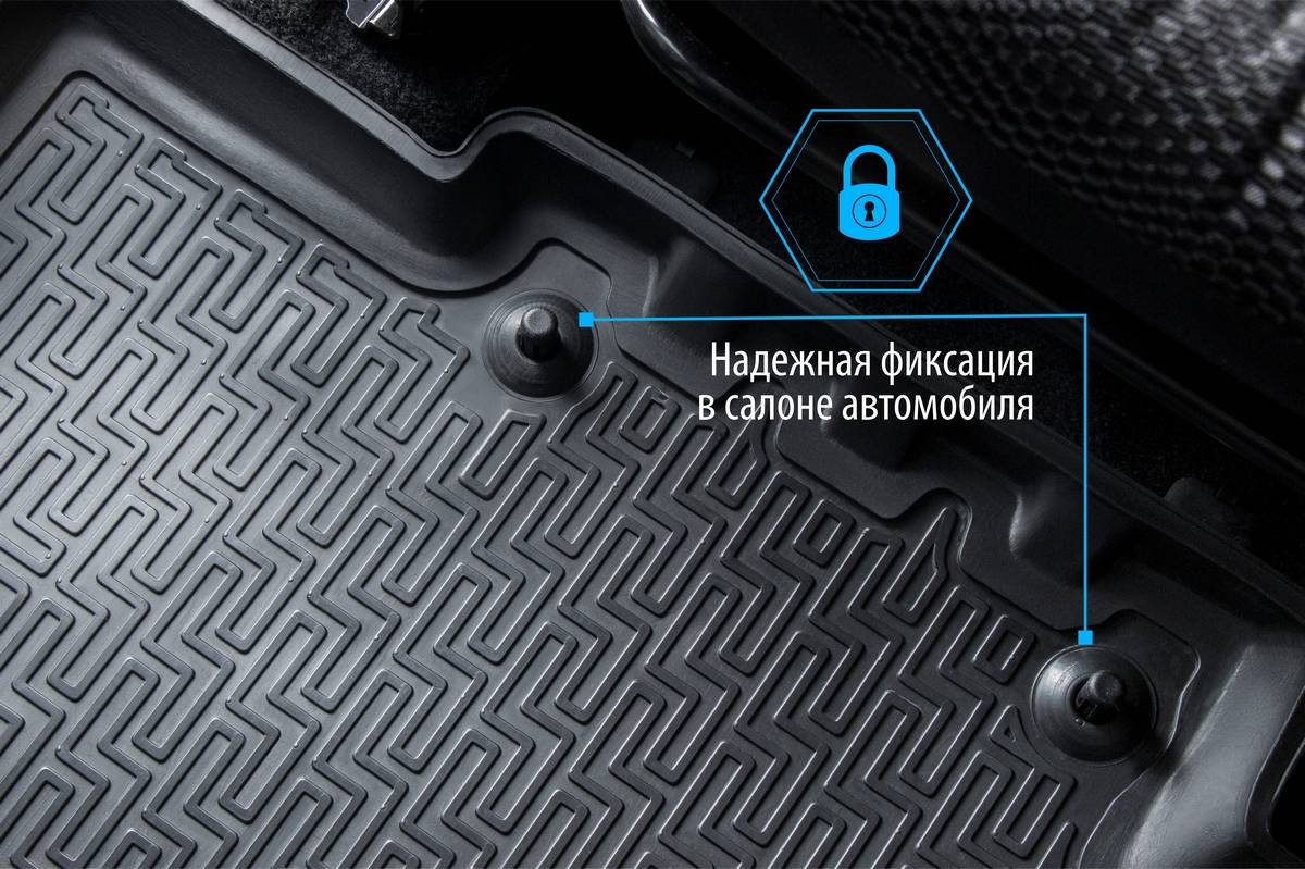 14701007 RIVAL Комплект автомобильных ковриков Renault Duster 2015- 2WD/4WD, Nissan Terrano 2WD/4WD 2017- полиуретан, низкий борт, 5 предметов, крепеж для передних ковров (фото 15)