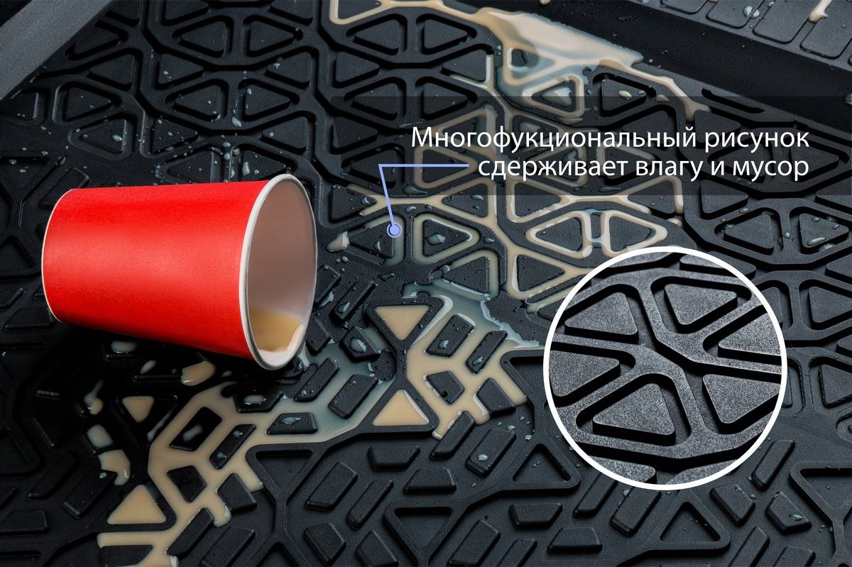 65706001 RIVAL Комплект автомобильных ковриков Toyota Rav4 2013-2015, 2015- , литая резина, низкий борт, 5 предметов, крепеж для передних ковров (фото 17)