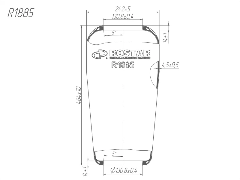 R1885 ROSTAR Пневмоподушка кон 444-230-130.8/130.8 man, iveco (фото 2)